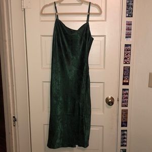 Midi forest green slip dress